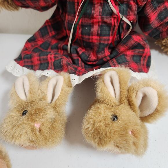 ABC Distributing 18” Plush Teddy Bears Red Plaid Pj's Bunny Slippers Pajamas - Picture 5 of 7